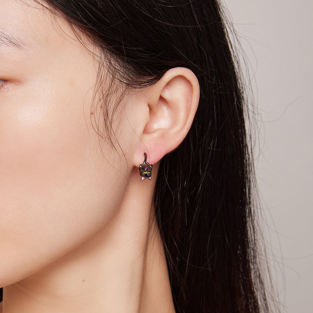 Sterling Silver Enamel Black Gold Earrings