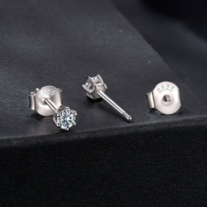 Sterling Silver White Gold Plated Moissanite Stud Earrings