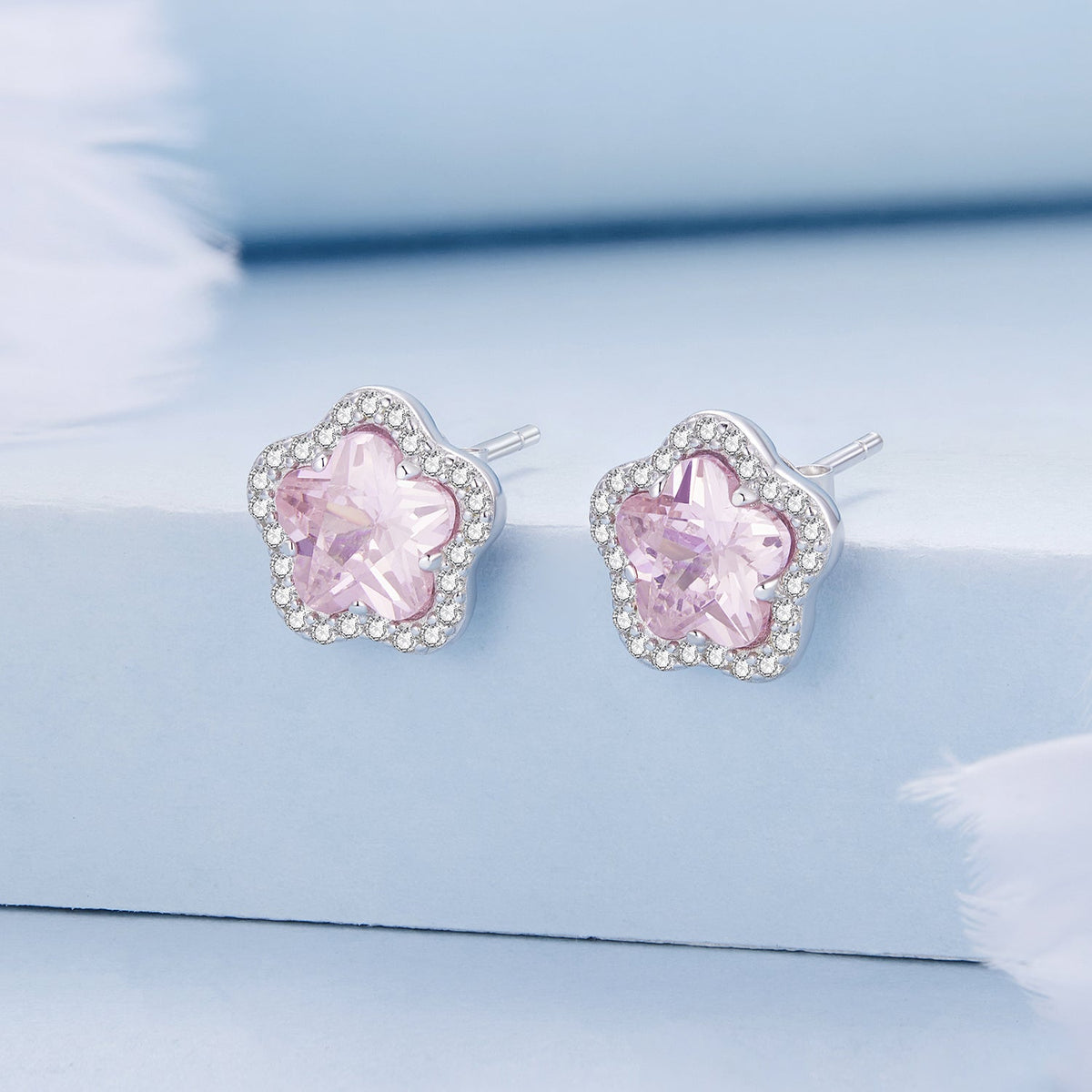 Sterling Silver Pavé CZ and Glass Earrings