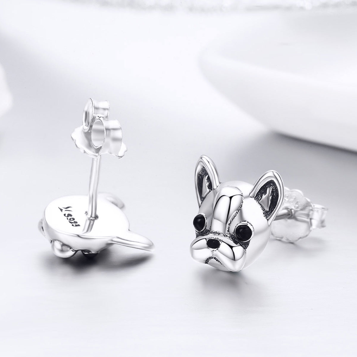 Silver Oxidized Enamel Stud Earrings
