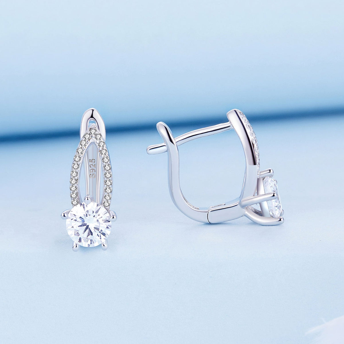 Sterling Silver CZ Pavé Earrings