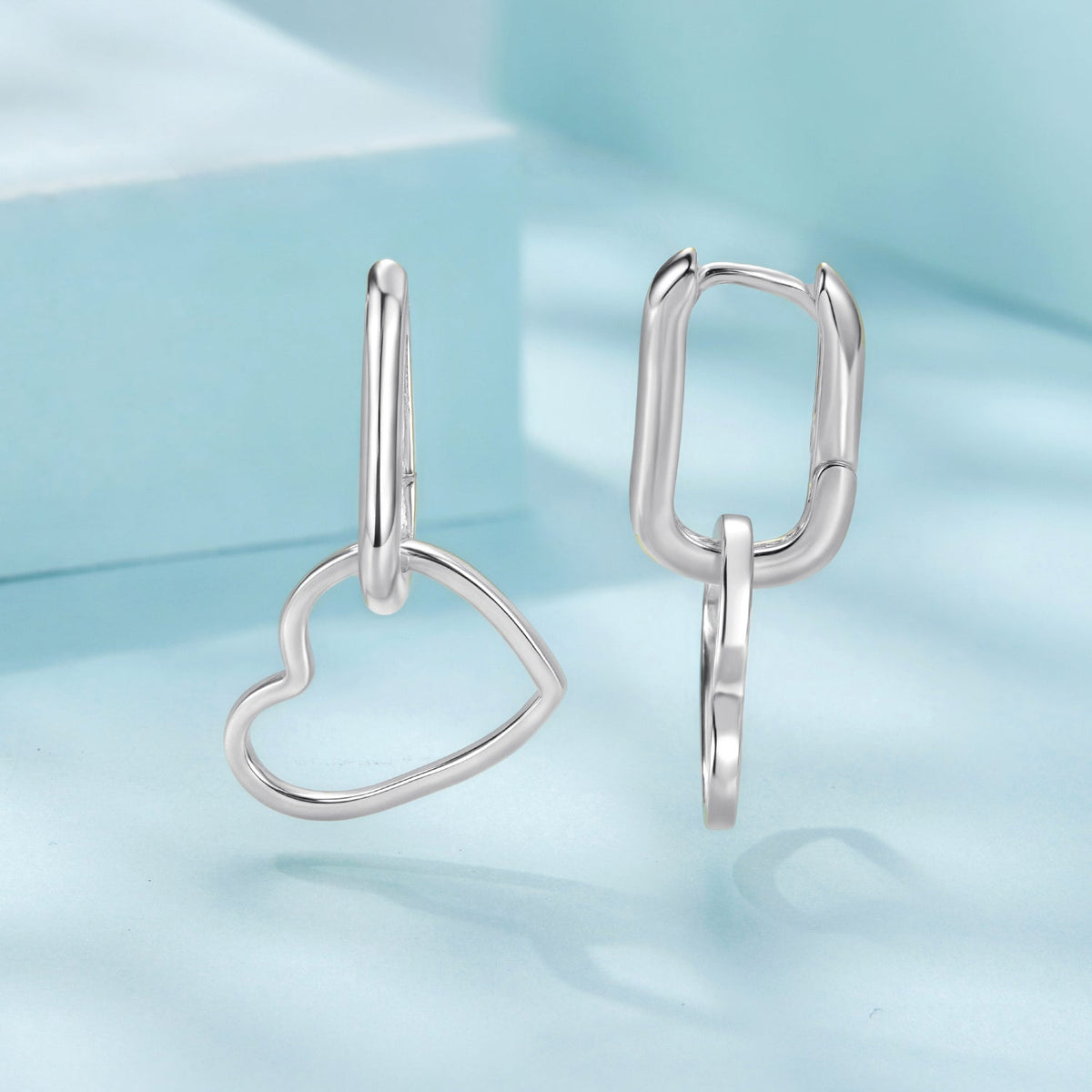 Sterling Silver Oxidized Silver Love Pendant Drop Earrings