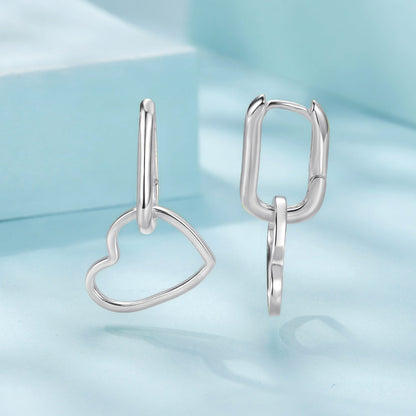 Sterling Silver Oxidized Silver Love Pendant Drop Earrings