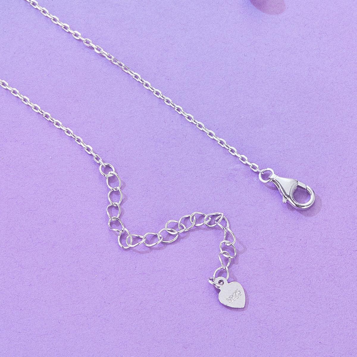 Sterling Silver Pavé CZ & Transparent Glass Pendant Necklace