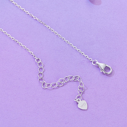 Sterling Silver Pavé CZ & Transparent Glass Pendant Necklace