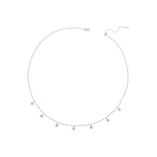 White Gold Plated Synthetic Turquoise Necklace