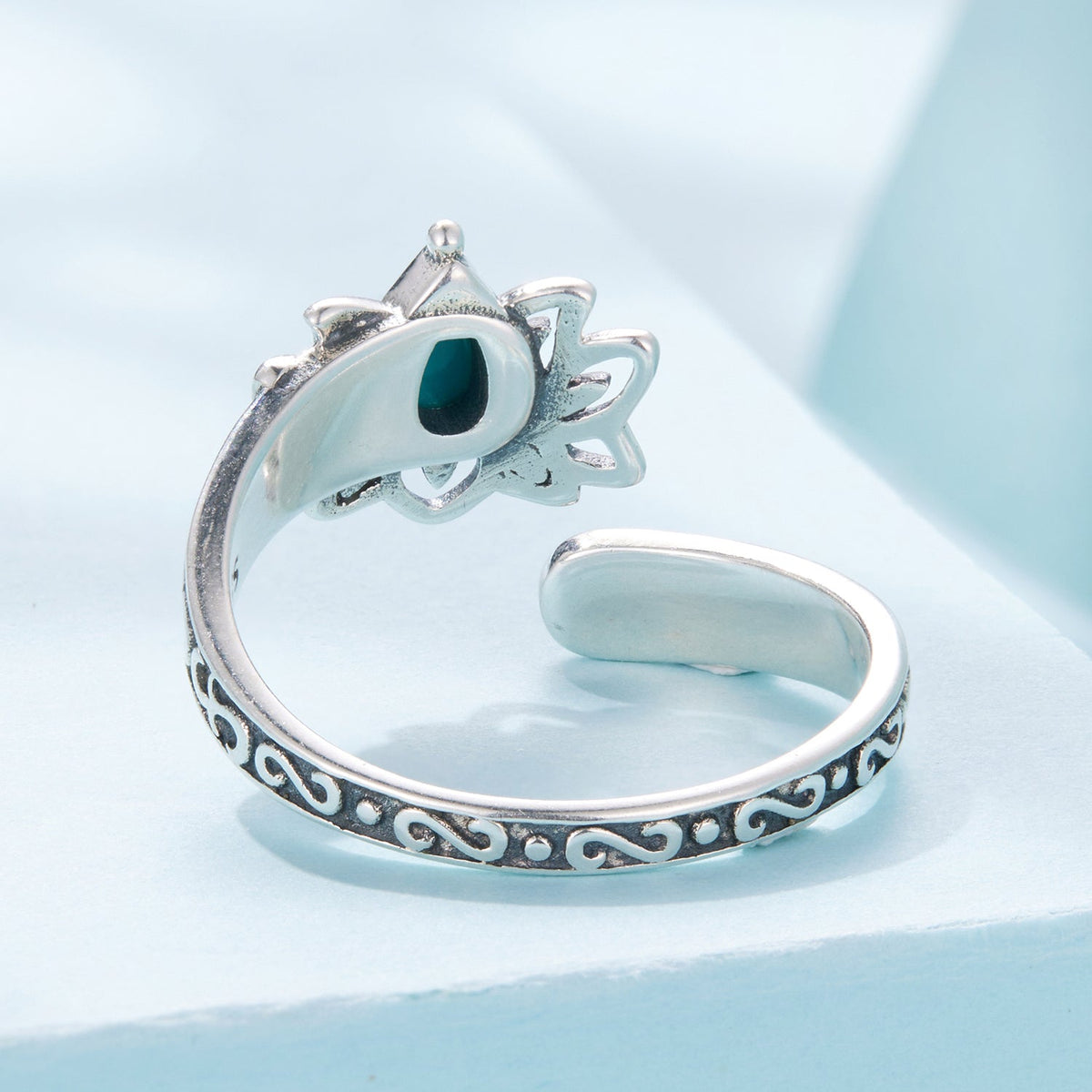 Sterling Silver Synthetic Turquoise Oxidized Ring