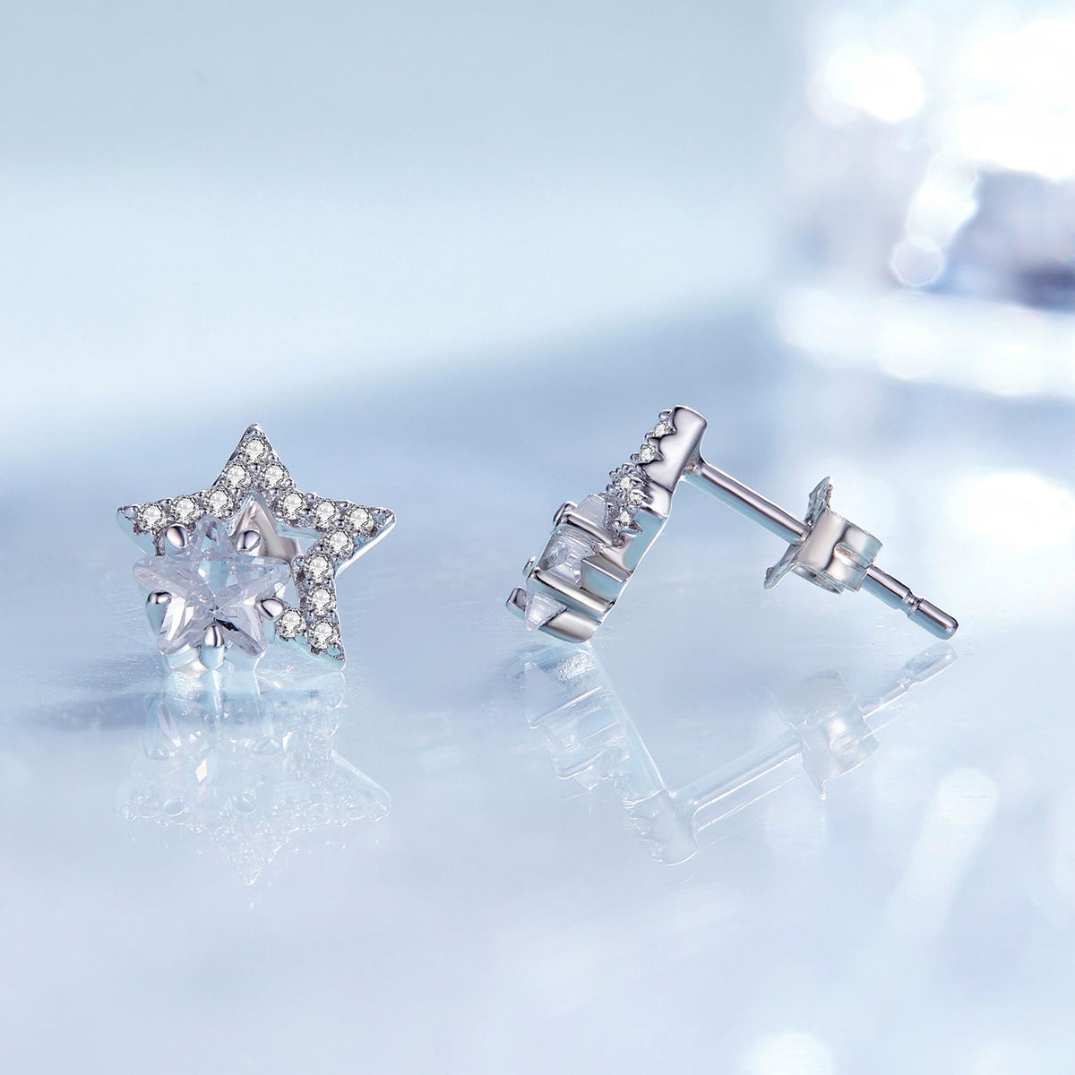 Sterling Silver Pavé Cubic Zirconia Stud Earrings