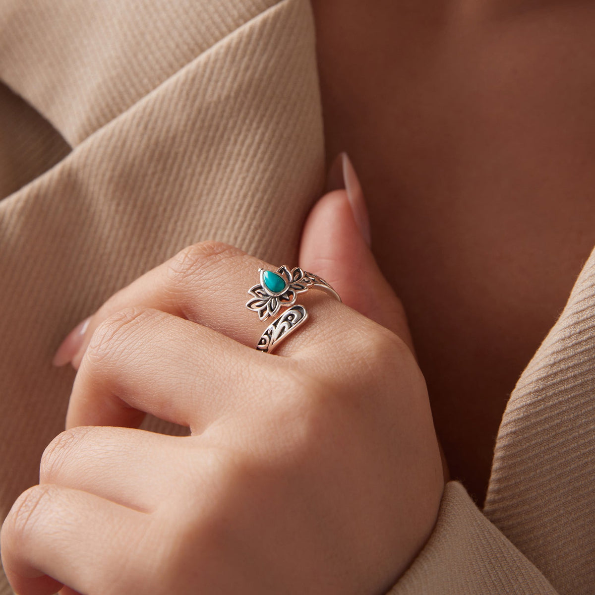 Sterling Silver Synthetic Turquoise Oxidized Ring