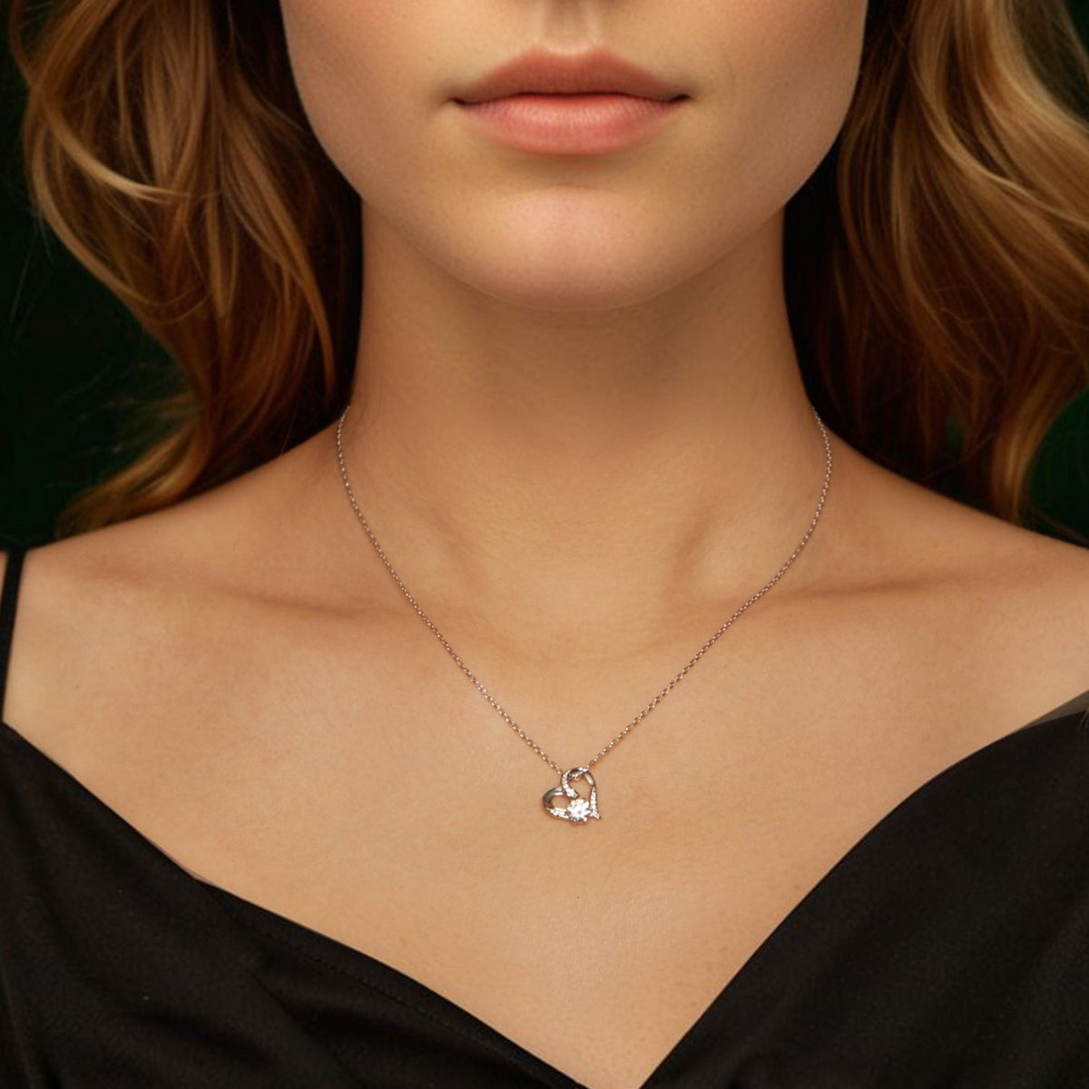 925 Sterling Silver White Gold Plated Moissanite Necklace