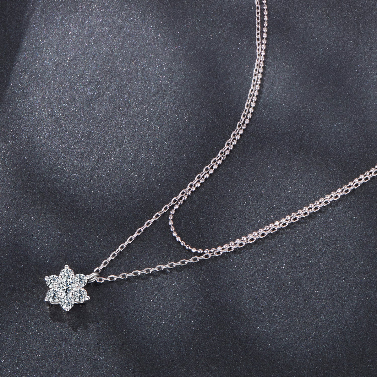 Sterling Silver White Gold Plated Moissanite Necklace