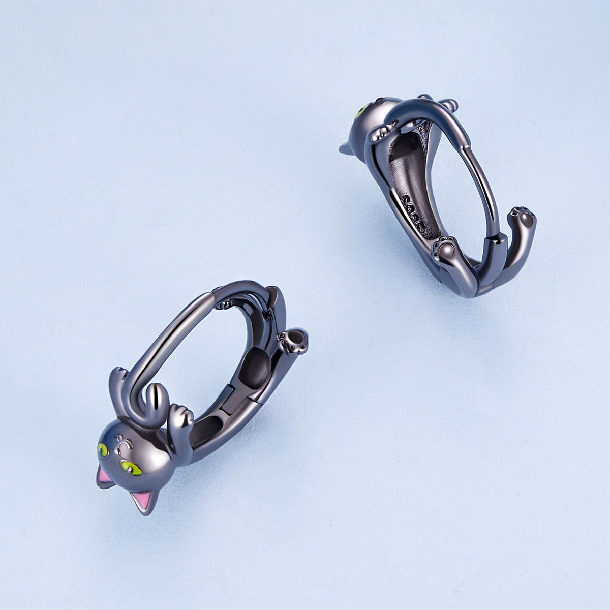 Sterling Silver Enamel Black Gold Earrings