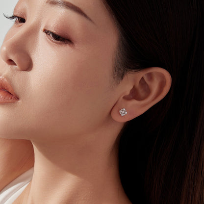 Sterling Silver Moissanite & Freshwater Pearl Earrings