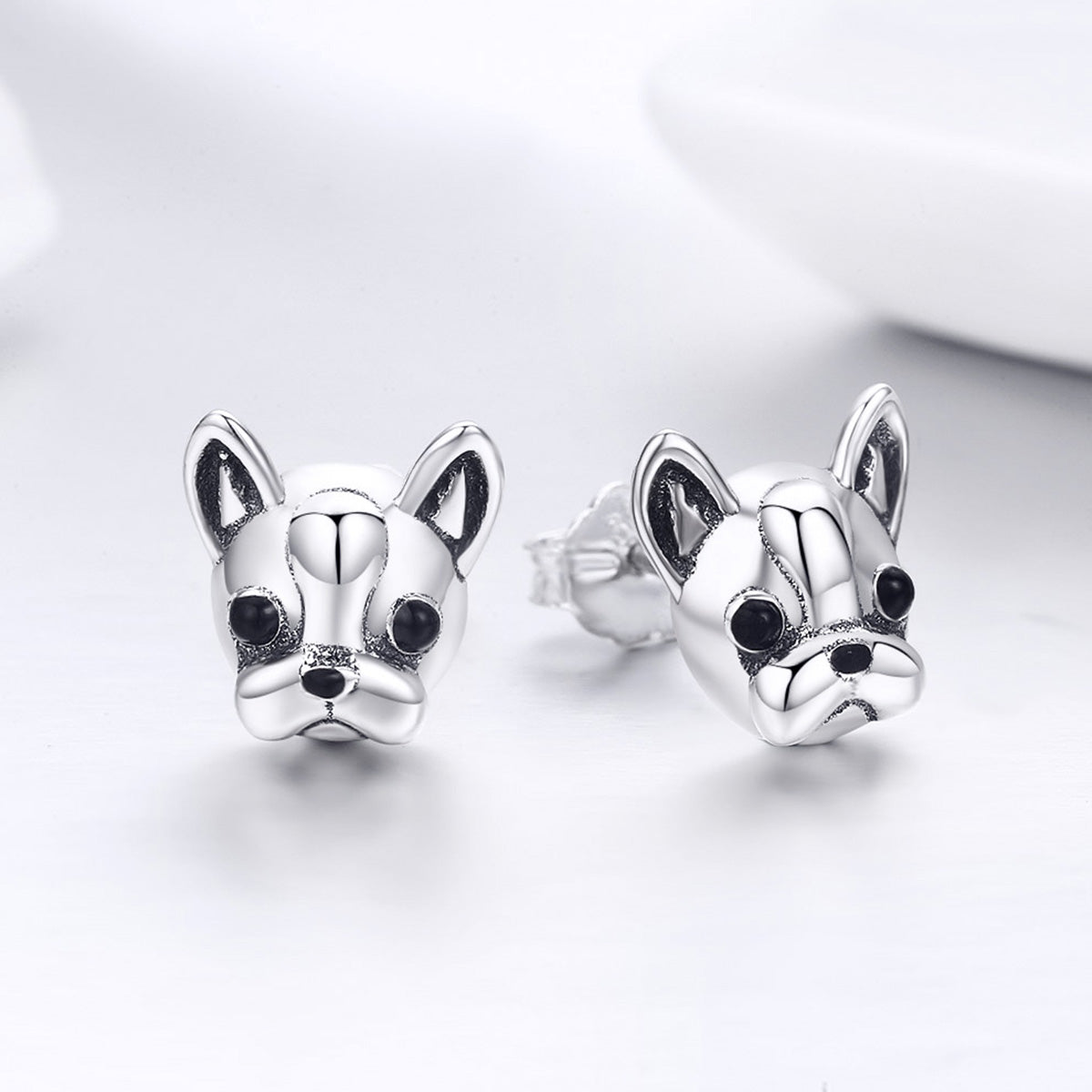 Silver Oxidized Enamel Stud Earrings