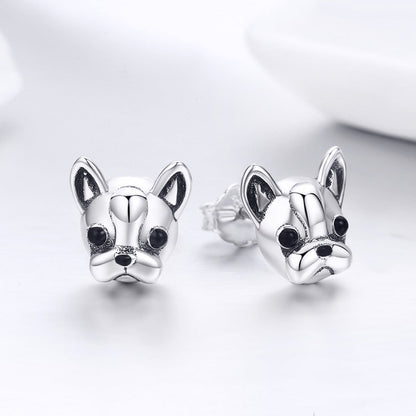 Silver Oxidized Enamel Stud Earrings