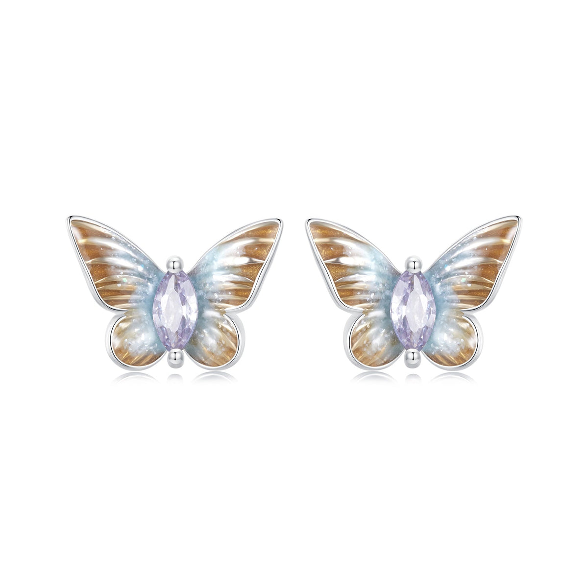Sterling Silver Enamel and Pavé CZ Earrings