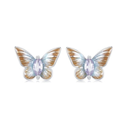 Sterling Silver Enamel and Pavé CZ Earrings
