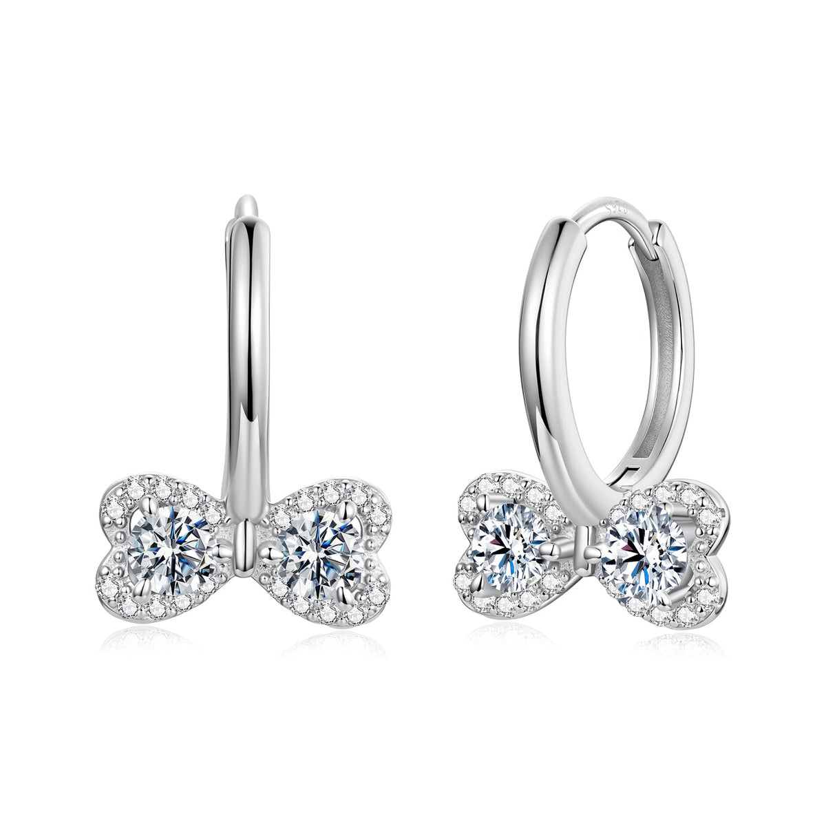 Sterling Silver Moissanite Pavé White Gold Plated Earrings
