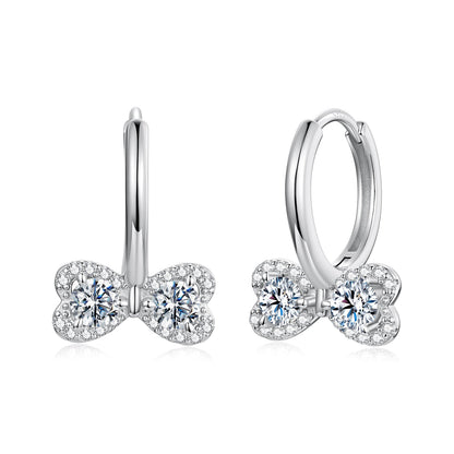 Sterling Silver Moissanite Pavé White Gold Plated Earrings