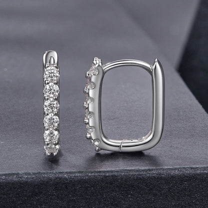 Sterling Silver Moissanite Hoop Earrings