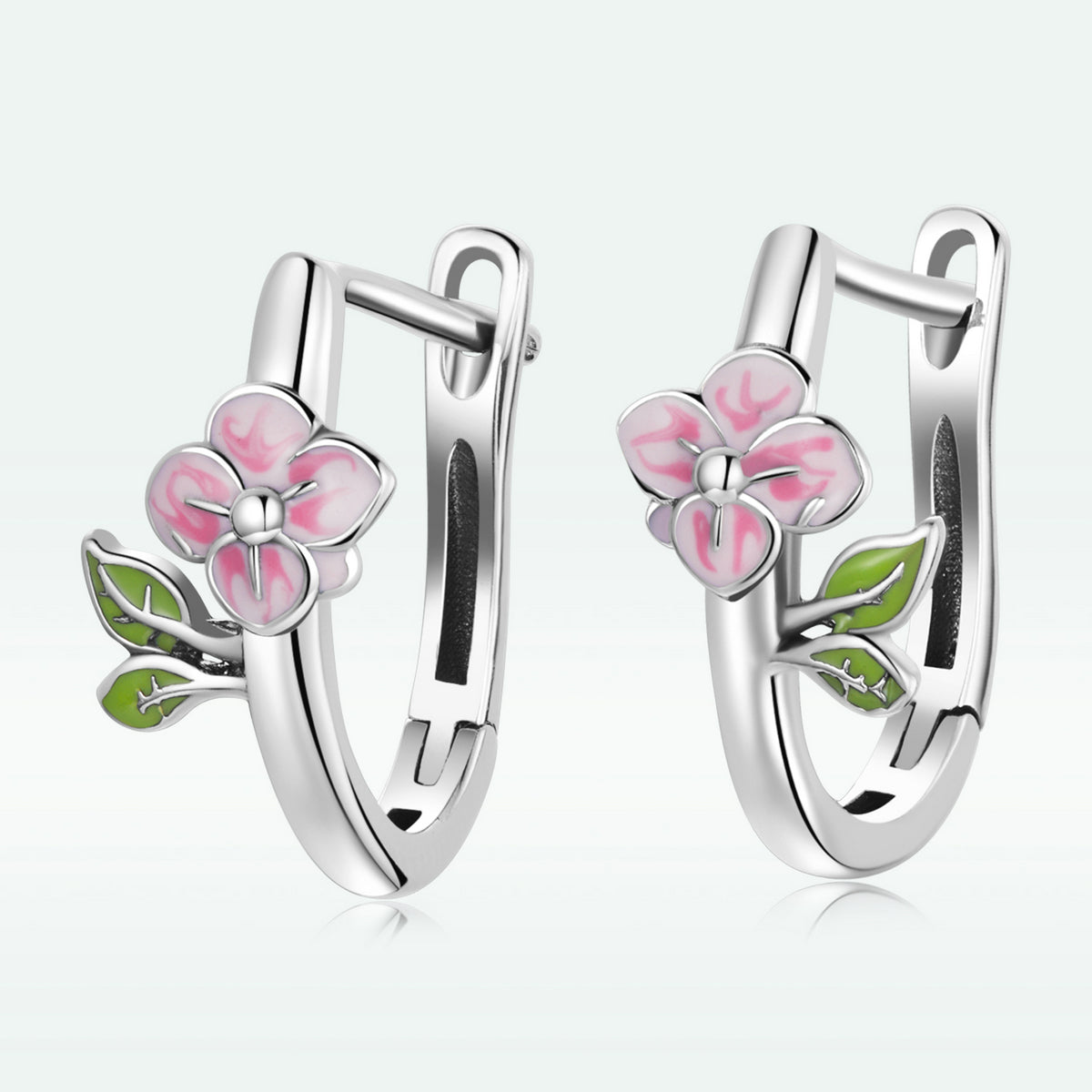 Sterling Silver Enamel Oxidized Earrings