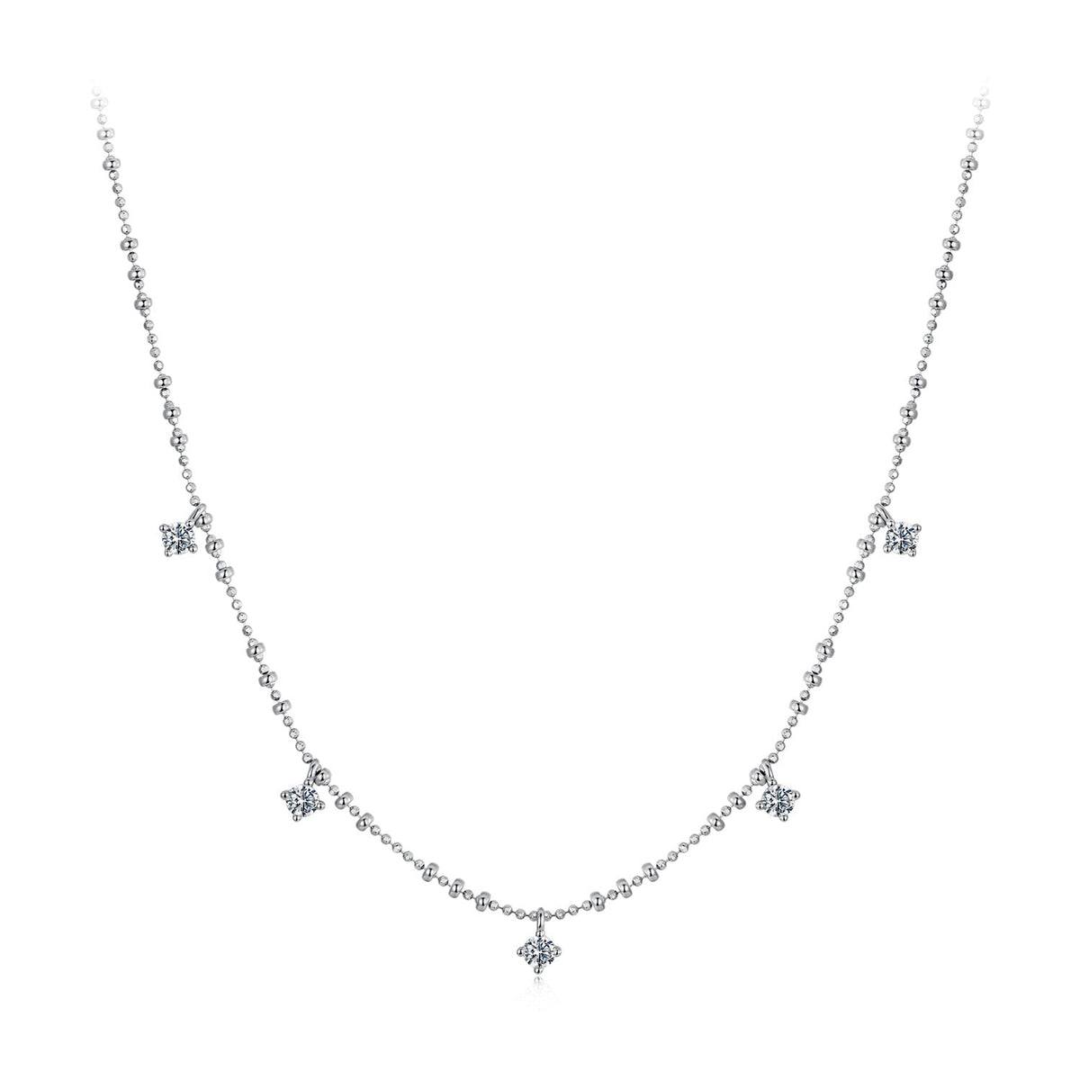 925 Sterling Silver Plated White Gold Moissanite Necklace