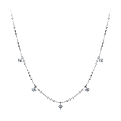 925 Sterling Silver Plated White Gold Moissanite Necklace