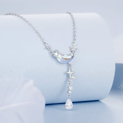 Sterling Silver Cubic Zirconia and Glass Pendant Necklace