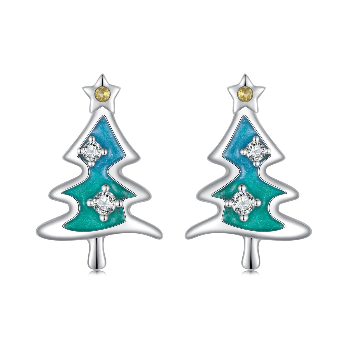 Sterling Silver Enamel Pavé CZ Earrings