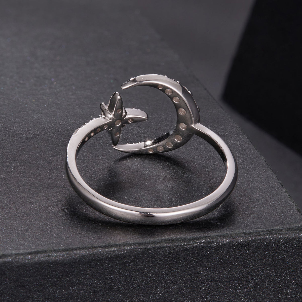 Sterling Silver Moissanite White Gold Plated Ring