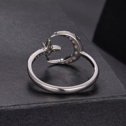 Sterling Silver Moissanite White Gold Plated Ring