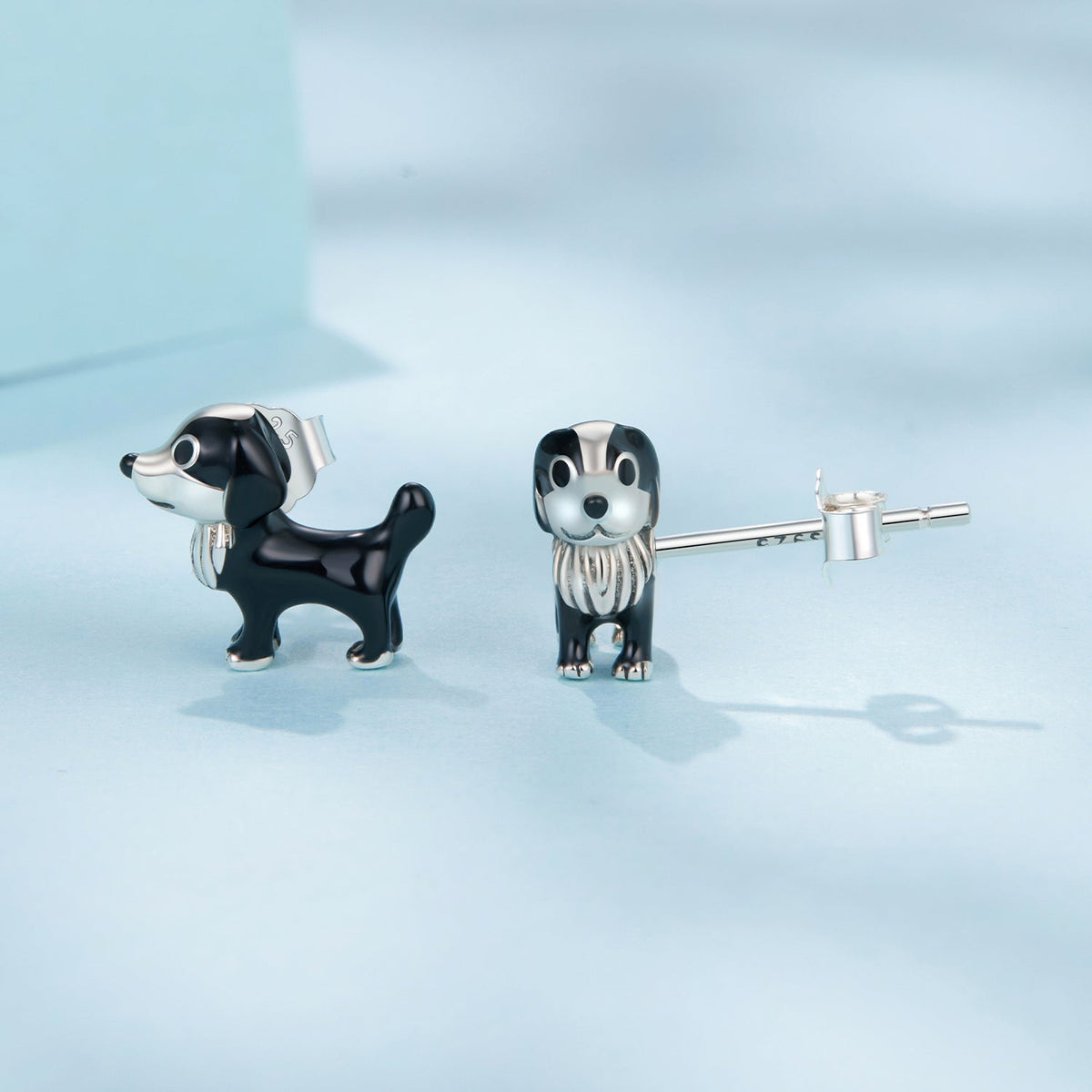 Sterling Silver Enamel Oxidized Earrings