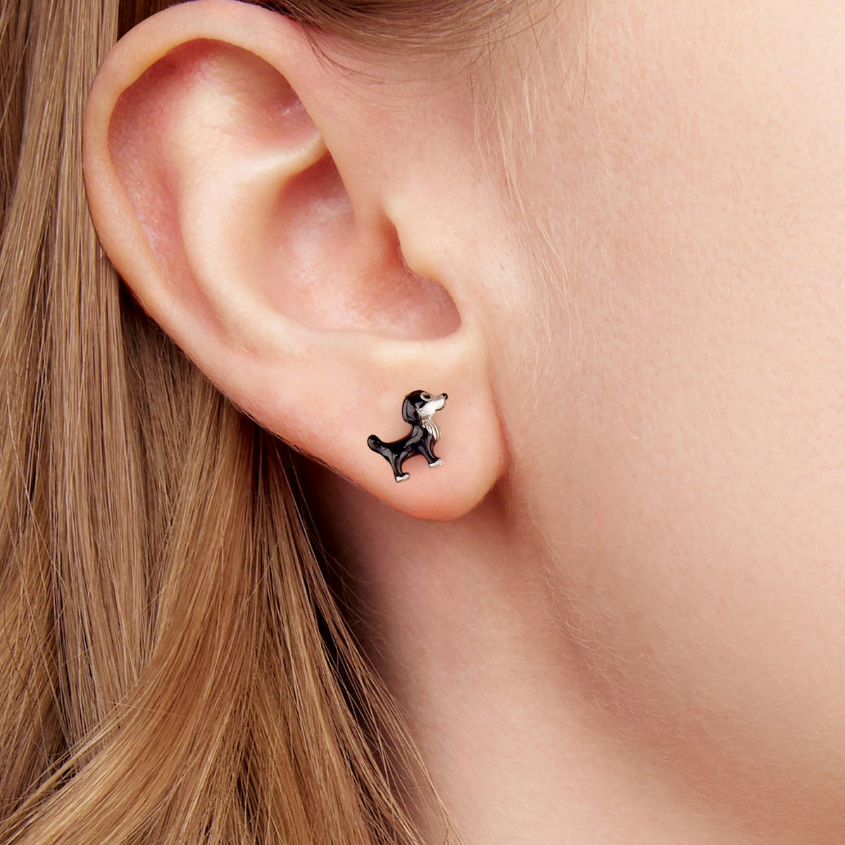 Sterling Silver Enamel Oxidized Earrings