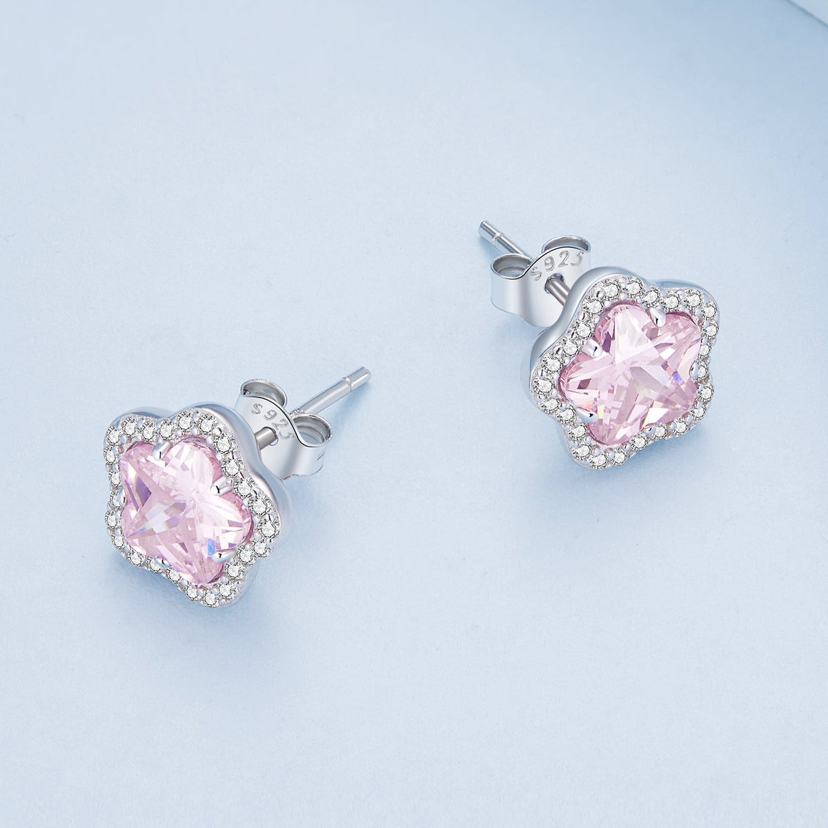 Sterling Silver Pavé CZ and Glass Earrings