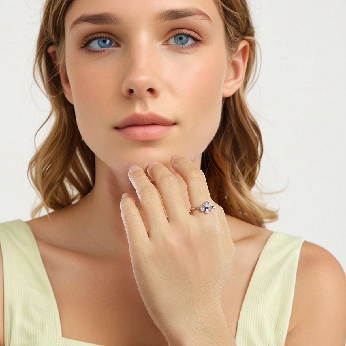 White Gold Plated Nano Opal and CZ Sterling Silver Ring