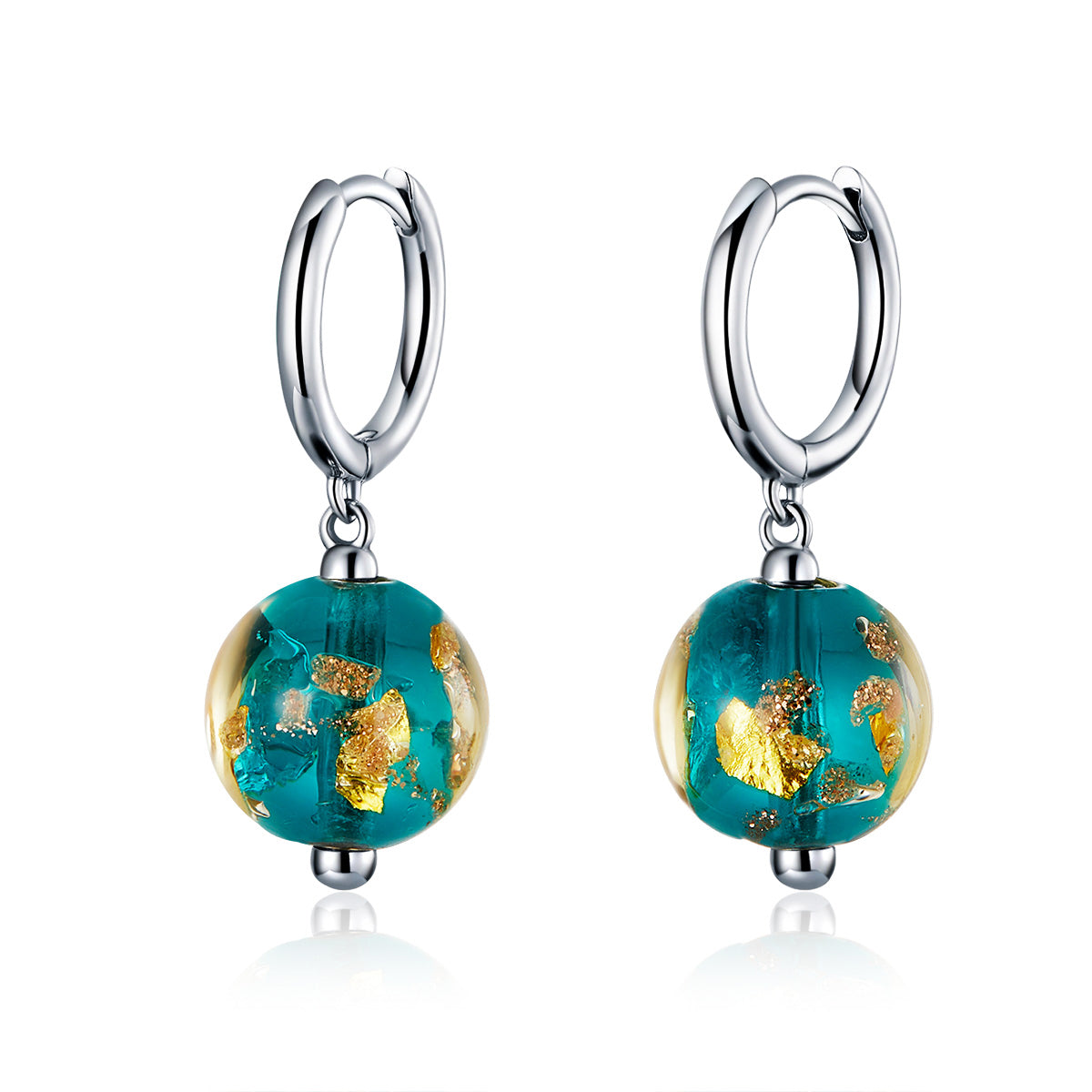 Sterling Silver Glass Bead Drop Earrings