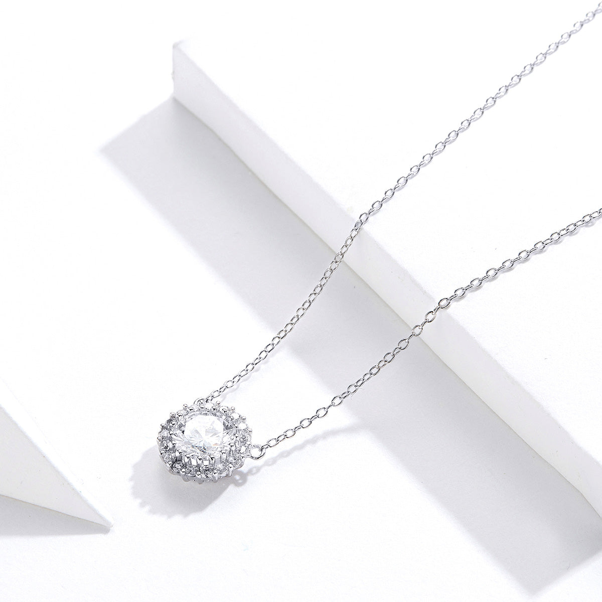 Platinum Plated Sterling Silver Cubic Zirconia Pavé Necklace