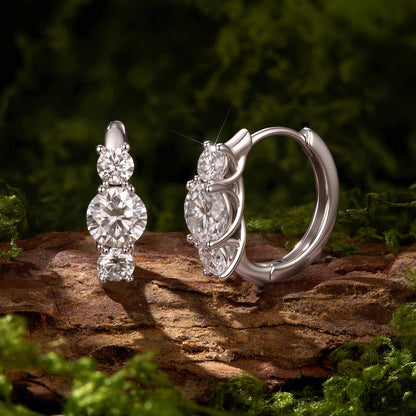 925 Sterling Silver White Gold Plated Moissanite 1.3x0.5cm Hoop Earrings for Women