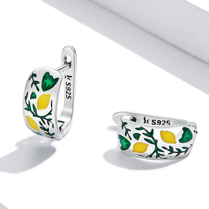 Oxidized Sterling Silver Enamel Drop Earrings