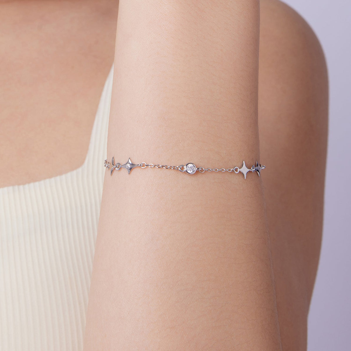 Sterling Silver White Gold Plated Pavé CZ Bracelet
