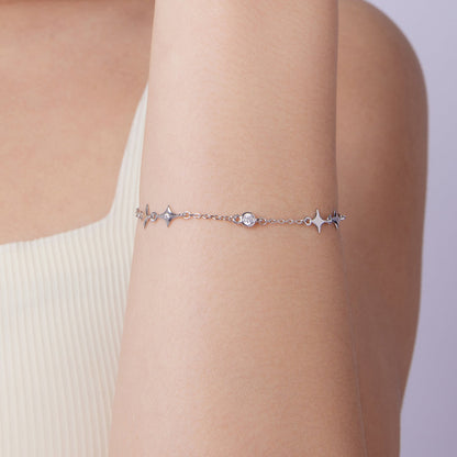 Sterling Silver White Gold Plated Pavé CZ Bracelet