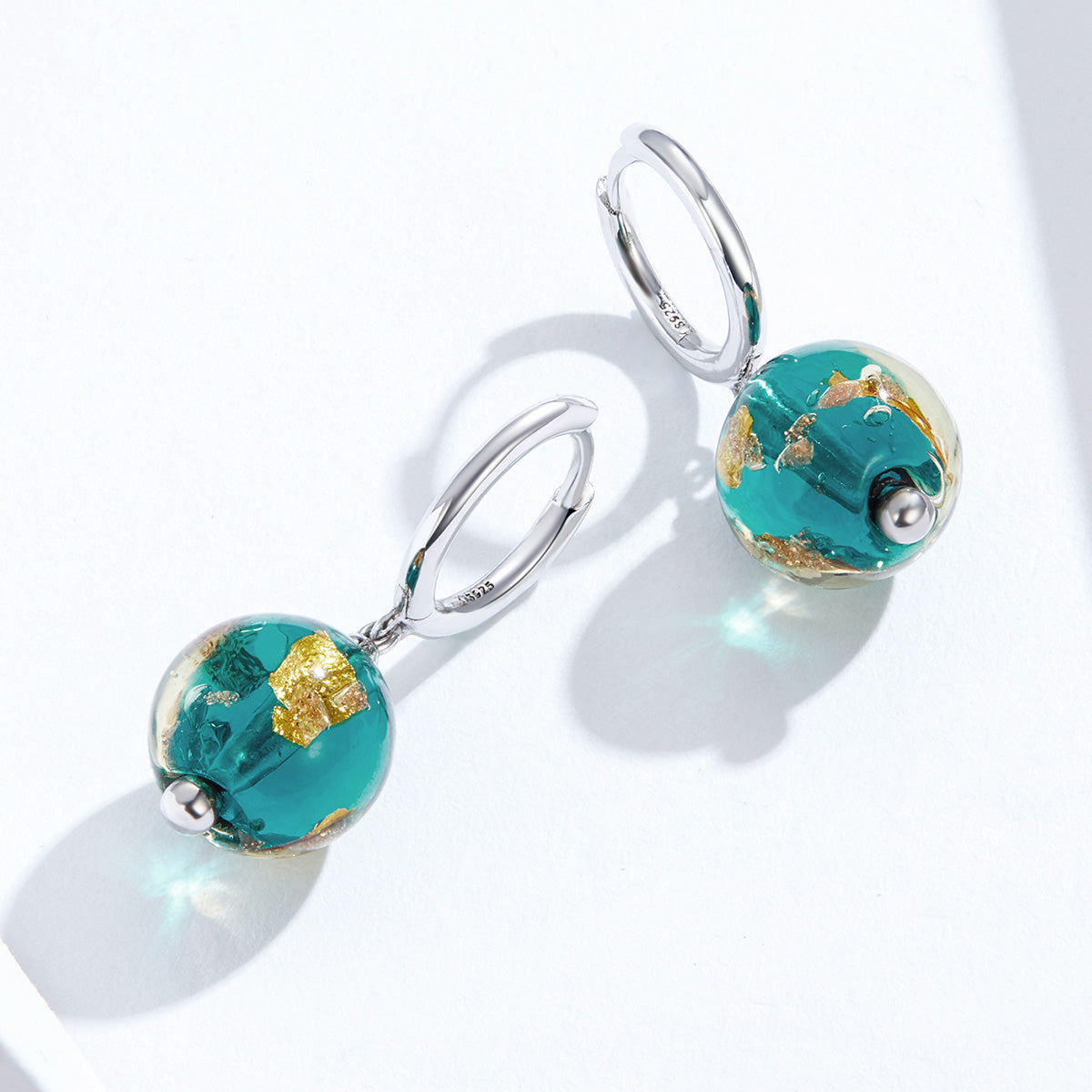 Sterling Silver Glass Bead Drop Earrings