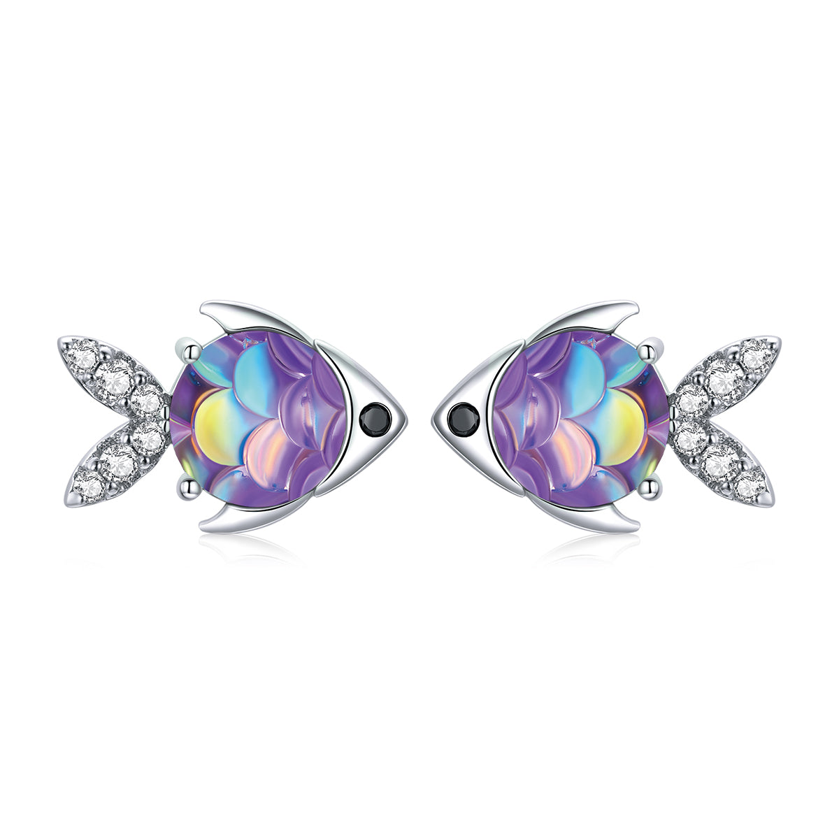 Sterling Silver Cubic Zirconia and Resin Drop Earrings