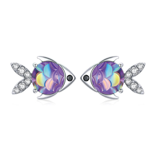 Sterling Silver Cubic Zirconia and Resin Drop Earrings
