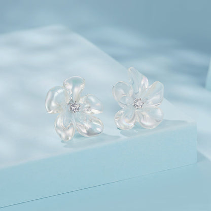 Sterling Silver Pavé CZ and Resin Drop Earrings