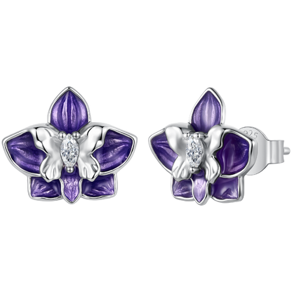 925 Sterling Silver White Gold Plated Enamel Pavé CZ 1.0*1.2cm Earrings for Women