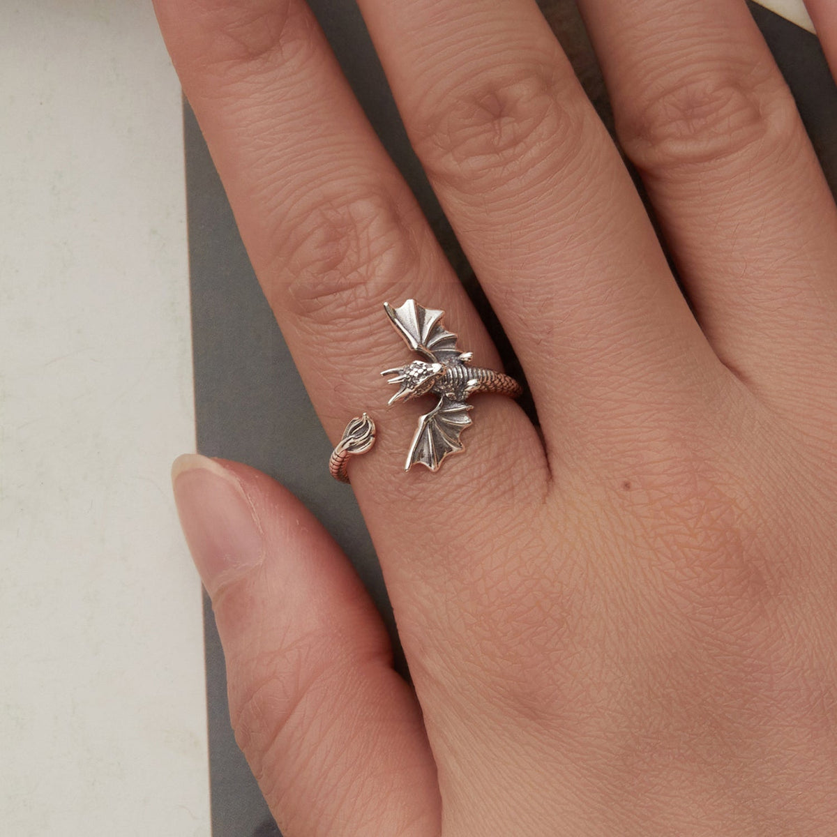 Sterling Silver Oxidized Dragon Ring