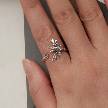 Sterling Silver Oxidized Dragon Ring