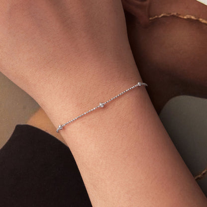 Sterling Silver & White Gold Plated Adjustable Bracelet
