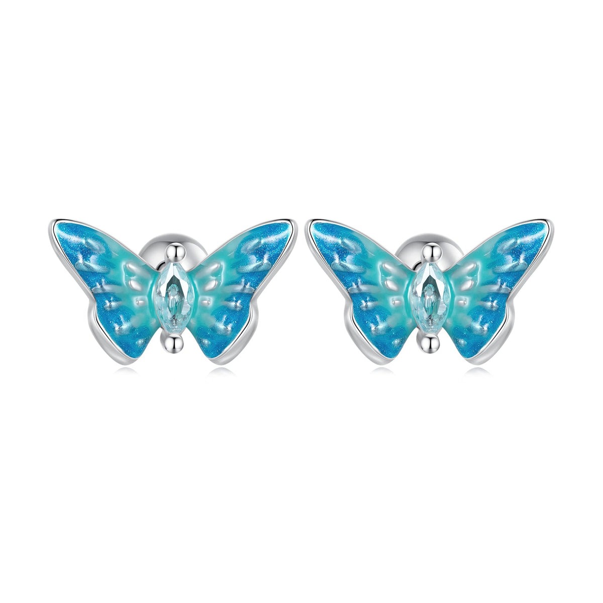 Sterling Silver Enamel and Cubic Zirconia Earrings
